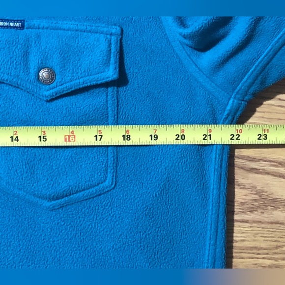 Iron Heart CPO Micro Fleece Flannel Shirt Mens XL Button Up Turquoise Blue - Picture 5 of 10